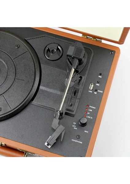 Bluetooth Retro Pikap – 33/45/78 Rpm Plak Çalar Taşınabilir Çanta Tasarım, USB & Aux Destekli