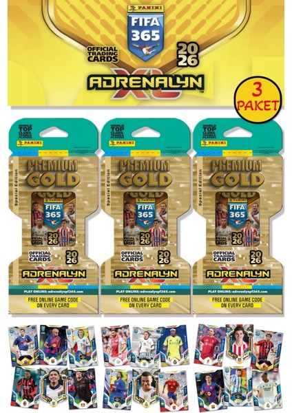 Panini Premium Gold 2026 Adrenalyn XL Futbolcu Kartı Special Edition Eco Blister (3 Paket 42 Kart)