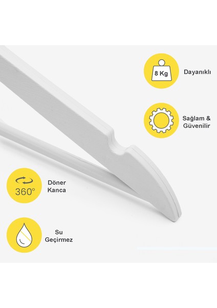 12 Adet Beyaz Ahşap Görünümlü Plastik Askı Kıyafet Elbise Gömlek Askısı Silver Kancalı fiyatları