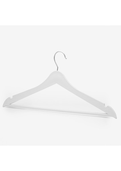12 Adet Beyaz Ahşap Görünümlü Plastik Askı Kıyafet Elbise Gömlek Askısı Silver Kancalı modelleri