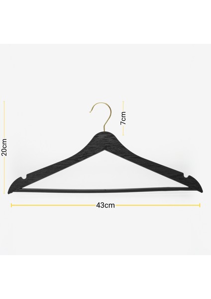 12 Adet Siyah Ahşap Görünümlü Plastik Askı Kıyafet Elbise Gömlek Askısı Gold Kancalı fırsatları