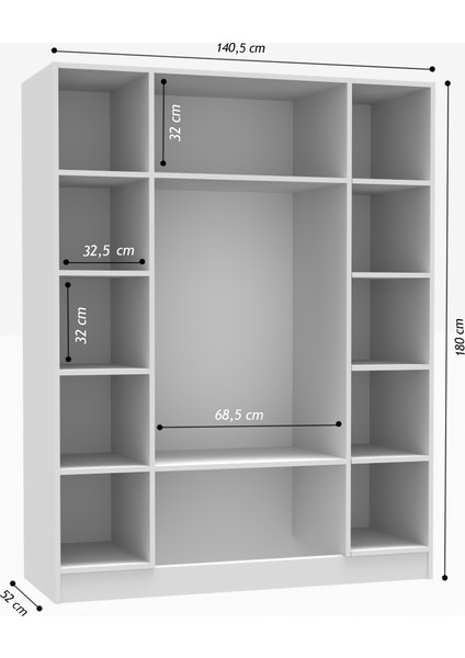 4 Kapak 2 Çekmece Gardırop Mdf Kapak