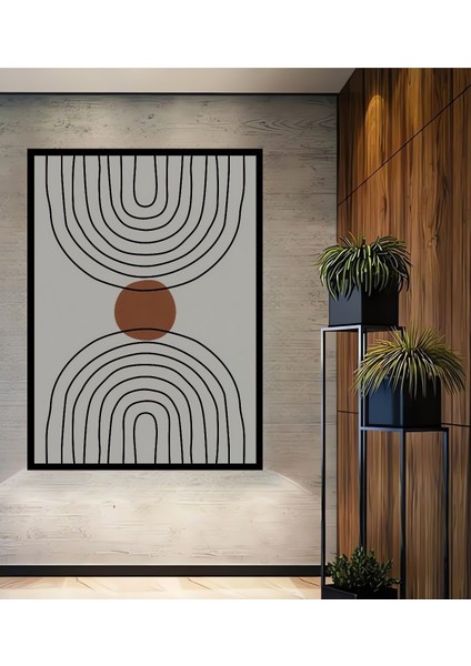Çerçeve Görünümlü Dekoratif Ahşap Kare Soyut Çemberler Tablosu Ev/ofis/işyeri Tablo