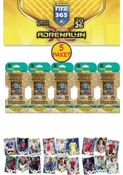 Panini Premium Gold 2026 Adrenalyn XL Futbolcu Kartı Special Edition Eco Blister (5 Paket 70 Kart)