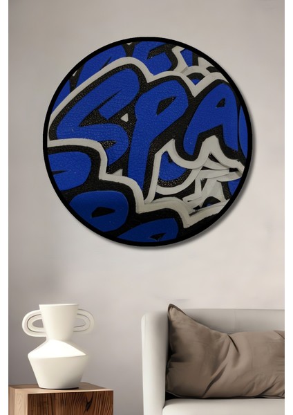 Çerçeve Görünümlü Dekoratif Ahşap Yuvarlak Uzay Desenleri Tablosu Ev/ofis/işyeri Tablo