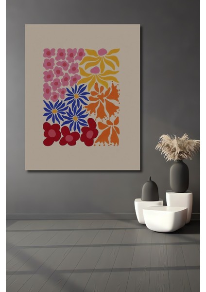 Dekoratif Ahşap Kare Renkli Çiçekler Tablosu Ev/ofis/işyeri/salon/mutfak/banyo Tablo