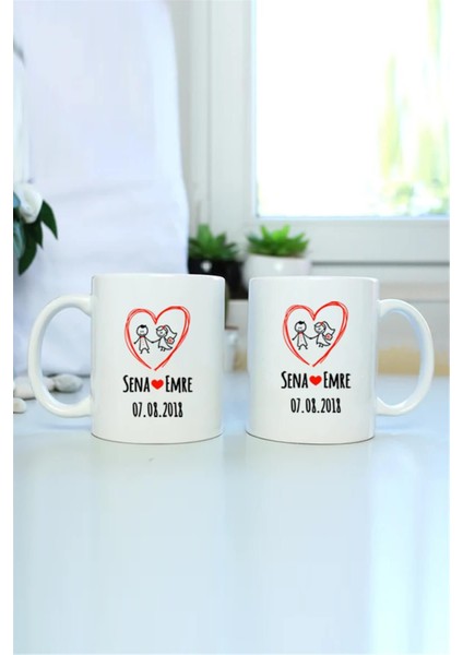Sevgililer Gününe Özel| Kişiselleştirilebilir 14 Şubat Hediye Çift Kupa Bardak Seti