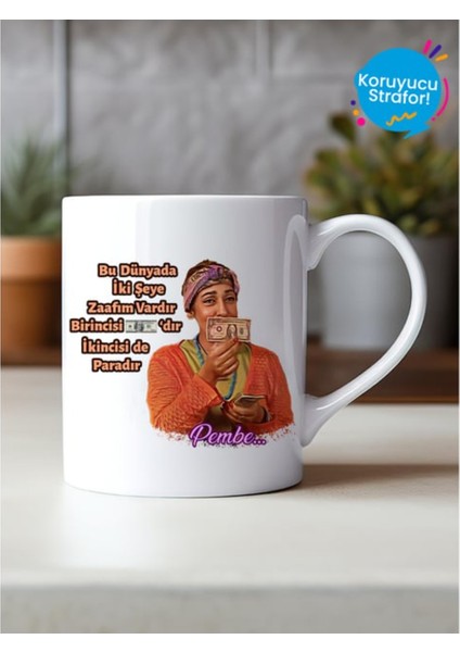 Cennet Mahallesi Pembe Zaafım Tasarımlı Hediye Kupa Bardak