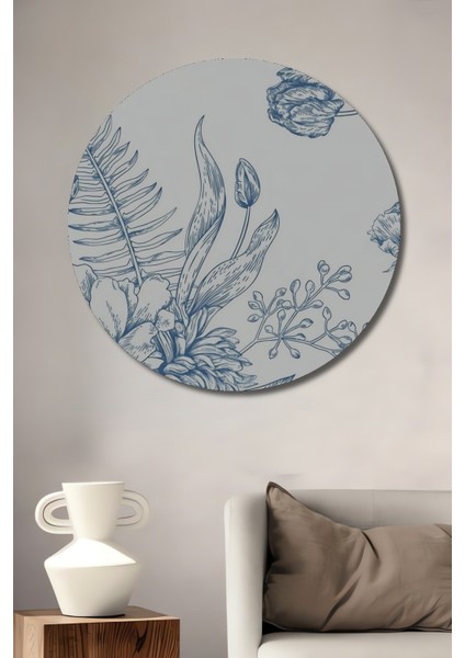 Dekoratif Ahşap Yuvarlak Gözalıcı Çiçekler Tablosu Ev/ofis/işyeri/salon/mutfak/banyo Tablo