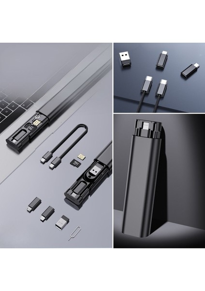 Sıladanal® Cep Tipi 60W Bas Aç Type-C,iphone Şarj,micro USB Hızlı Şarj Data Kablo Seti