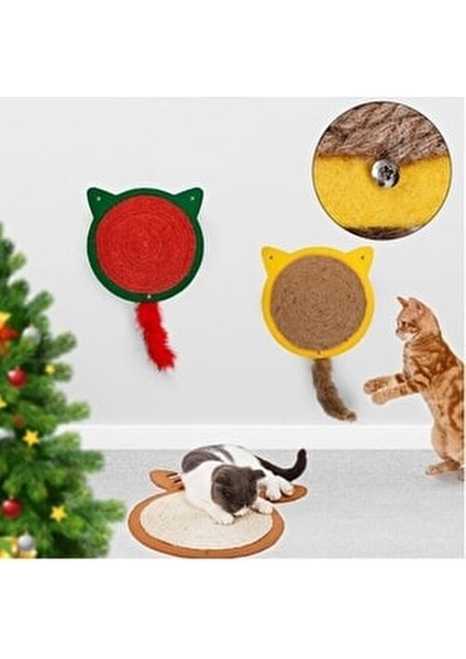 Kedi Tırmalama Halısı - Yeşil 31x29 cm Doğal Jüt İpi ile Yetişkin ve Yavru Kediler modelleri