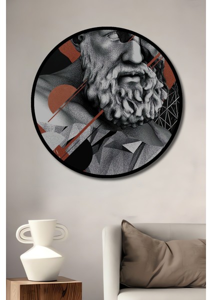Çerçeve Görünümlü Dekoratif Ahşap Yuvarlak Felsefenin Derinliği Tablosu Ev/ofis/işyeri Tablo