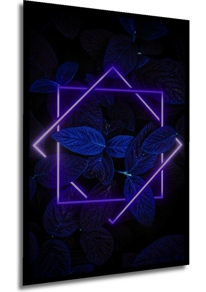 Çerçeve Görünümlü Dekoratif Ahşap Kare Neon Yapraklar Tablosu Ev/ofis/işyeri Tablo modelleri