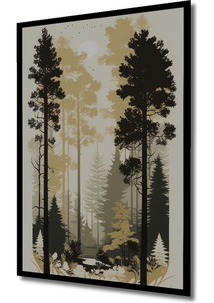 Çerçeve Görünümlü Dekoratif Ahşap Kare Gızemlı Orman Manzarası Tablosu Ev/ofis/işyeri Tablo fiyatları