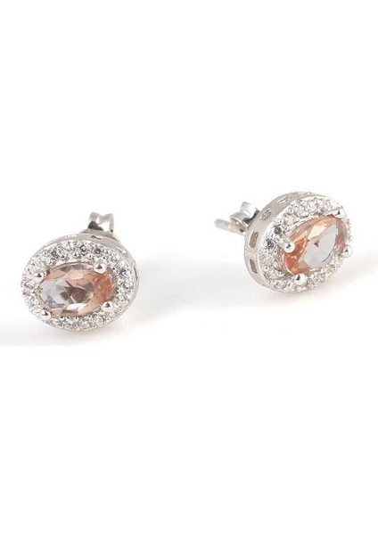 925 Ayar Gümüş Minik Oval Anturaj Zultanit Taşlı Küpe