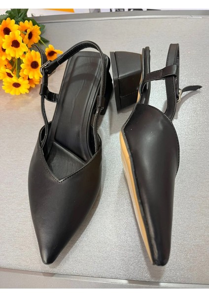 4 cm Kalın Topuk Sivri Burun 2025 Model Arkası Açık Topuklu Ayakkabı Klasik Model Zamansız Şıklık indirimleri