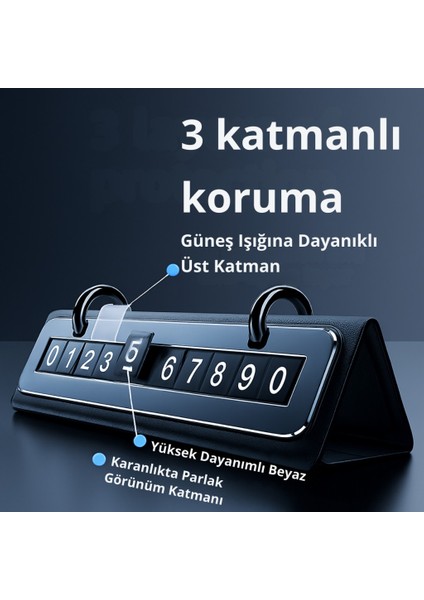 Metal & Deri Gövdeli Gizli Açılır Kapanır Geçici Park Numaratörü – Gece Gündüz Net Görünür fırsatları