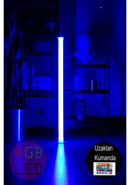 360 Derece Beyaz ve Renkli RGB Yerden Aydınlatma Lambader Uzaktan Kumandalı Renk Geçişli