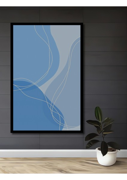 Çerçeve Görünümlü Dekoratif Ahşap Kare Mavi Dalgalar Tablosu Ev/ofis/işyeri/salon/mutfak/banyo Tablo