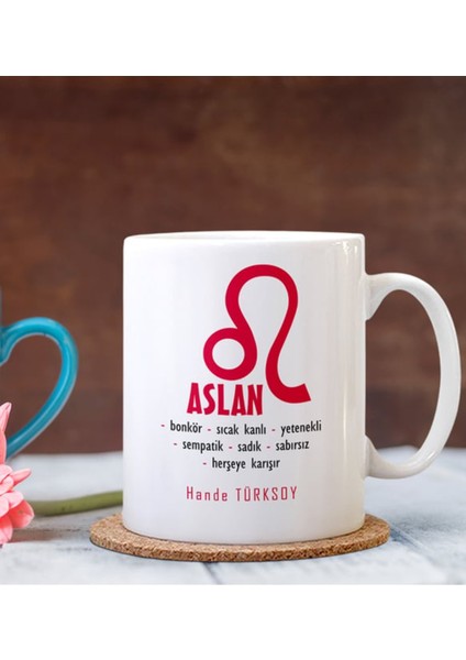 Kişiye Özel| Kişiselleştirilebilir Aslan Burcu Hediye Kupa Bardak
