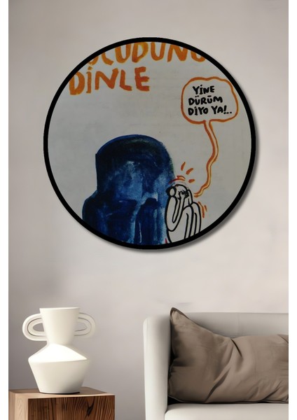 Çerçeve Görünümlü Dekoratif Ahşap Yuvarlak Vücudunu Dinle Tablosu Ev/ofis/işyeri Tablo