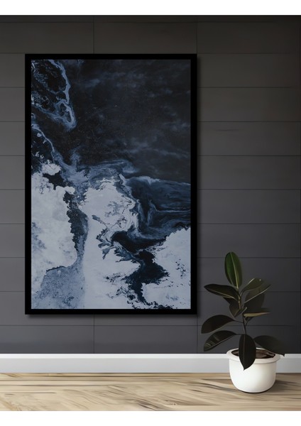 Çerçeve Görünümlü Dekoratif Ahşap Kare Buzul Akıntısı Tablosu Ev/ofis/işyeri Tablo