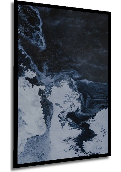 Çerçeve Görünümlü Dekoratif Ahşap Kare Buzul Akıntısı Tablosu Ev/ofis/işyeri Tablo modelleri