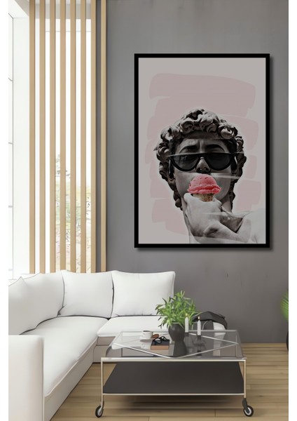 Çerçeve Görünümlü Dekoratif Ahşap Kare David Dondurma Tablosu Ev/ofis/işyeri Tablo