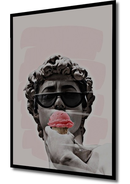 Çerçeve Görünümlü Dekoratif Ahşap Kare David Dondurma Tablosu Ev/ofis/işyeri Tablo fiyatları