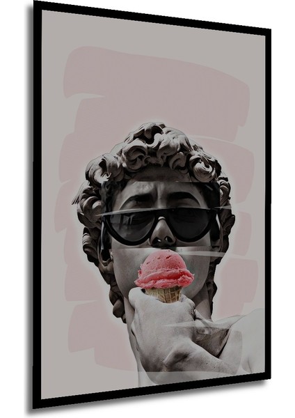 Çerçeve Görünümlü Dekoratif Ahşap Kare David Dondurma Tablosu Ev/ofis/işyeri Tablo modelleri