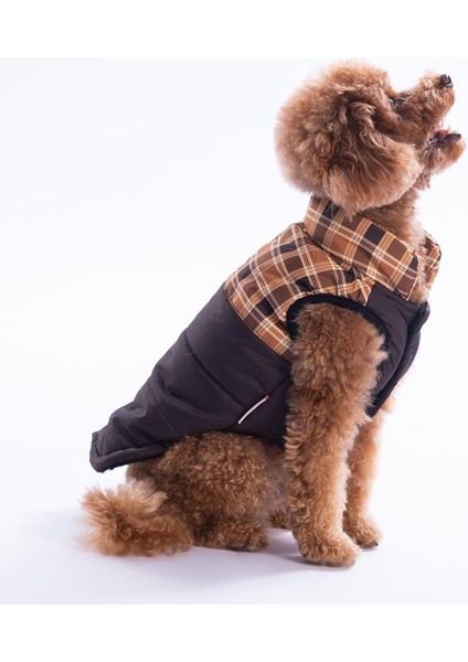 Kahverengi Elgin Paws Ekose Desen Yelek Köpek Yeleği Köpek Kıyafeti Köpek Yağmurluk fırsatları