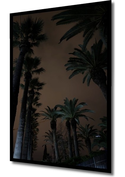 Çerçeve Görünümlü Dekoratif Ahşap Kare Palmiye Ağaçları Gecesi Tablosu Ev/ofis/işyeri Tablo fiyatları