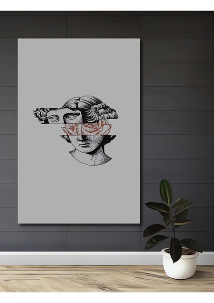 Dekoratif Ahşap Kare Çiçekli Büst Tablosu Ev/ofis/işyeri/salon/mutfak/banyo Tablo