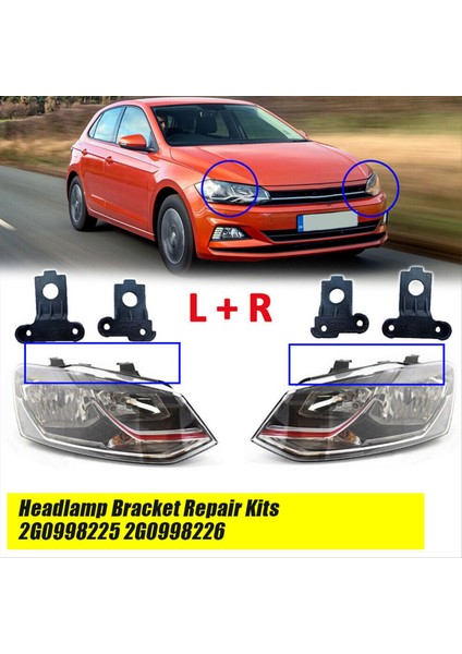 Çift Far Braketi Tamir Takımı 2G0998225 2G0998226 Vw Polo 16-24 Far Lambası Sabit Tutucu Vida Montajı Sol + Sağ (Yurt Dışından) modelleri