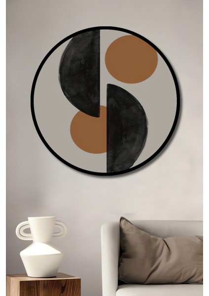 Çerçeve Görünümlü Dekoratif Ahşap Yuvarlak Denge Yansımaları Tablosu Ev/ofis/işyeri Tablo