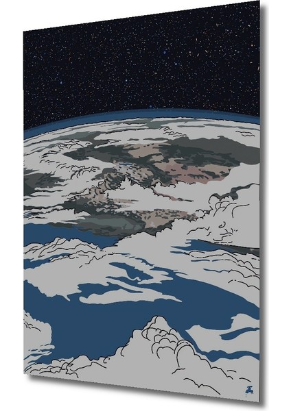 Dekoratif Ahşap Kare Uzaydan Dünya Tablosu Ev/ofis/işyeri/salon/mutfak/banyo Tablo fiyatları