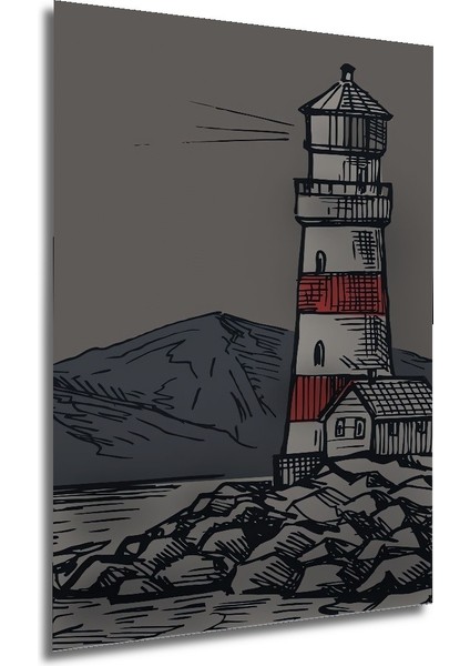 Dekoratif Ahşap Kare Deniz Feneri ve Dağ Manzarası Tablosu Ev/ofis/işyeri/salon/mutfak/banyo Tablo modelleri