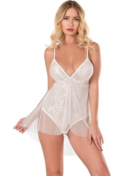 Arias Closet Ekru Jakarlı Bodysuit Gecelik