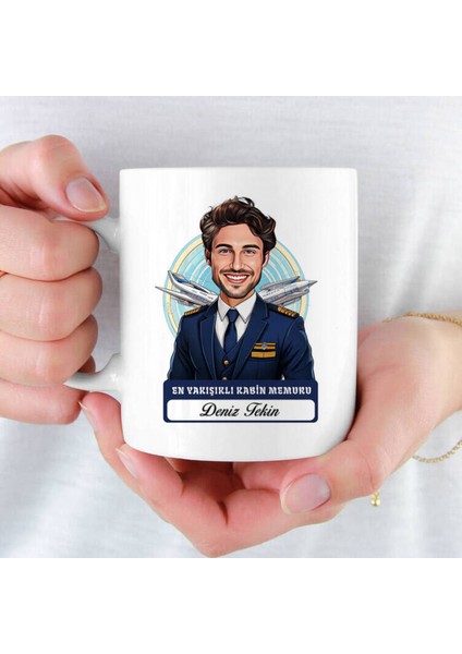 Mesleklere Özel Hediyelik|kişiselleştirilebilir Kabin Memuru Hediye Kupa Bardak