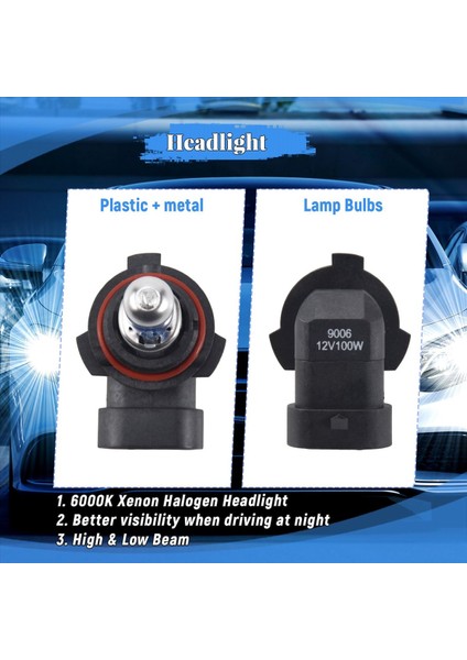 2 x 9006 Hb4 6000K Xenon Halojen Far Başlığı Işık Lamba Ampulleri 100W (Yurt Dışından) indirimleri