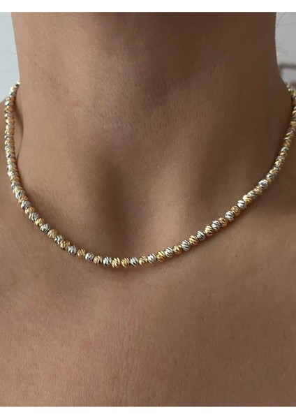 Dorika Gold Silver Topçuk Detaylı Pirinç Kaplama Kararmayan Kolye modelleri