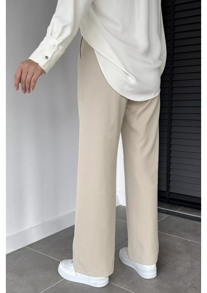 Kadın Bel Lastikli Cırtlı Tesettür Palazzo Pantolon P-00019084 modelleri