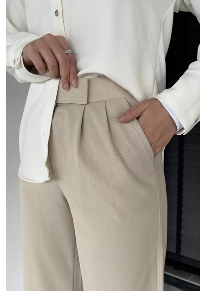 Kadın Bel Lastikli Cırtlı Tesettür Palazzo Pantolon P-00019084 fırsatları