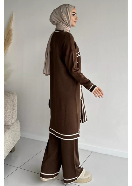 Ön Düğmeli Tesettür Triko Hırka Bel Lastikli Pantolon Ikili Takım P-00019052 modelleri