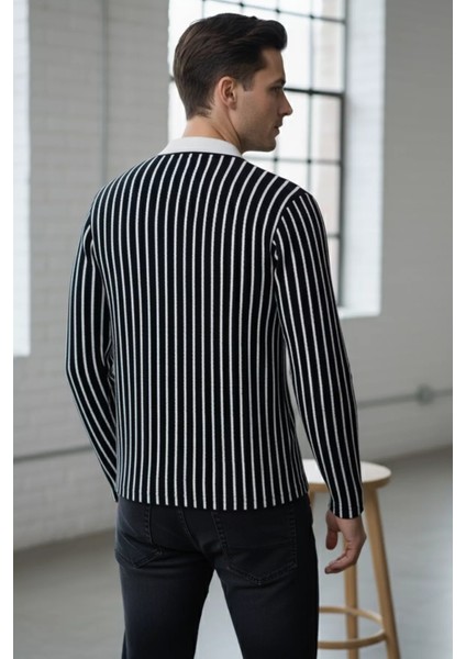 Gömlek Yaka Çizgili Erkek Sweatshirt P-00018583 fiyatları