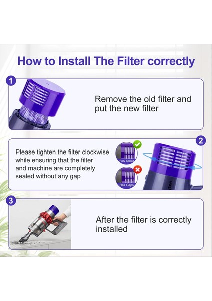 V10 Filtre Parçası Dyson V10 Cyclone Serisi, V10 Absolute, V10 Hayvan Filtresi 3 Paket Filtreleri ve Temiz Fırça (Yurt Dışından) indirimleri