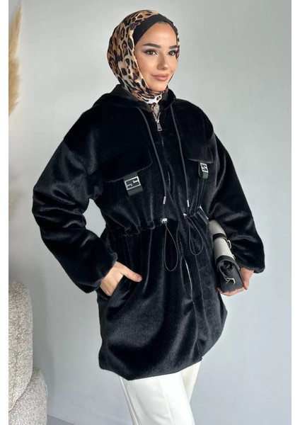 Gülseli Kadın Kapüşonlu Tesettür Peluş Mont P-00019080 fiyatları