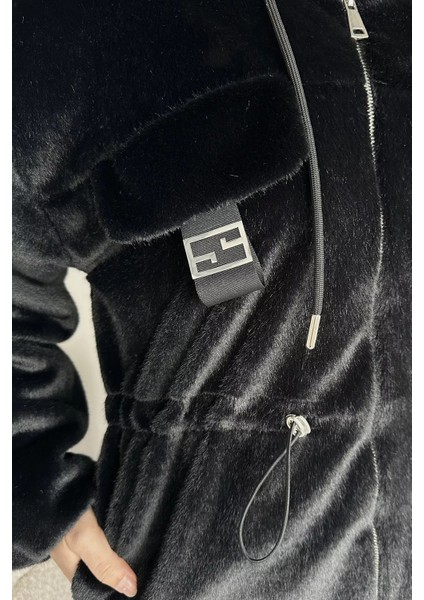 Gülseli Kadın Kapüşonlu Tesettür Peluş Mont P-00019080 indirimleri