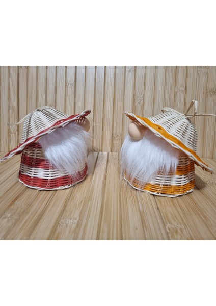 Rattan Hasır Peri Ledli Pilli Gnome Cüce 10 cm modelleri
