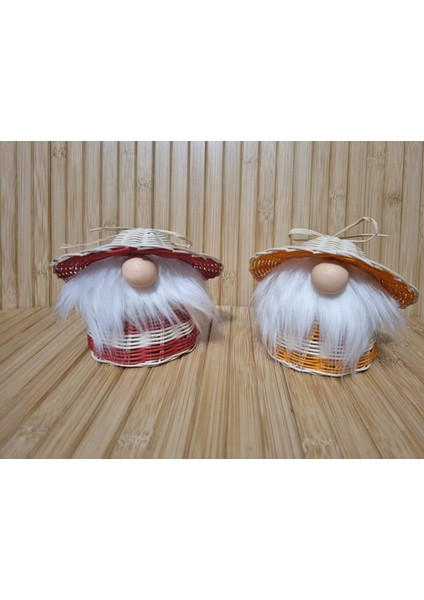 Rattan Hasır Peri Ledli Pilli Gnome Cüce 10 cm